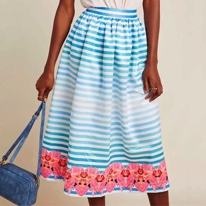 Anthropologie Flamingo Striped Midi Skirt